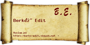 Berkó Edit névjegykártya